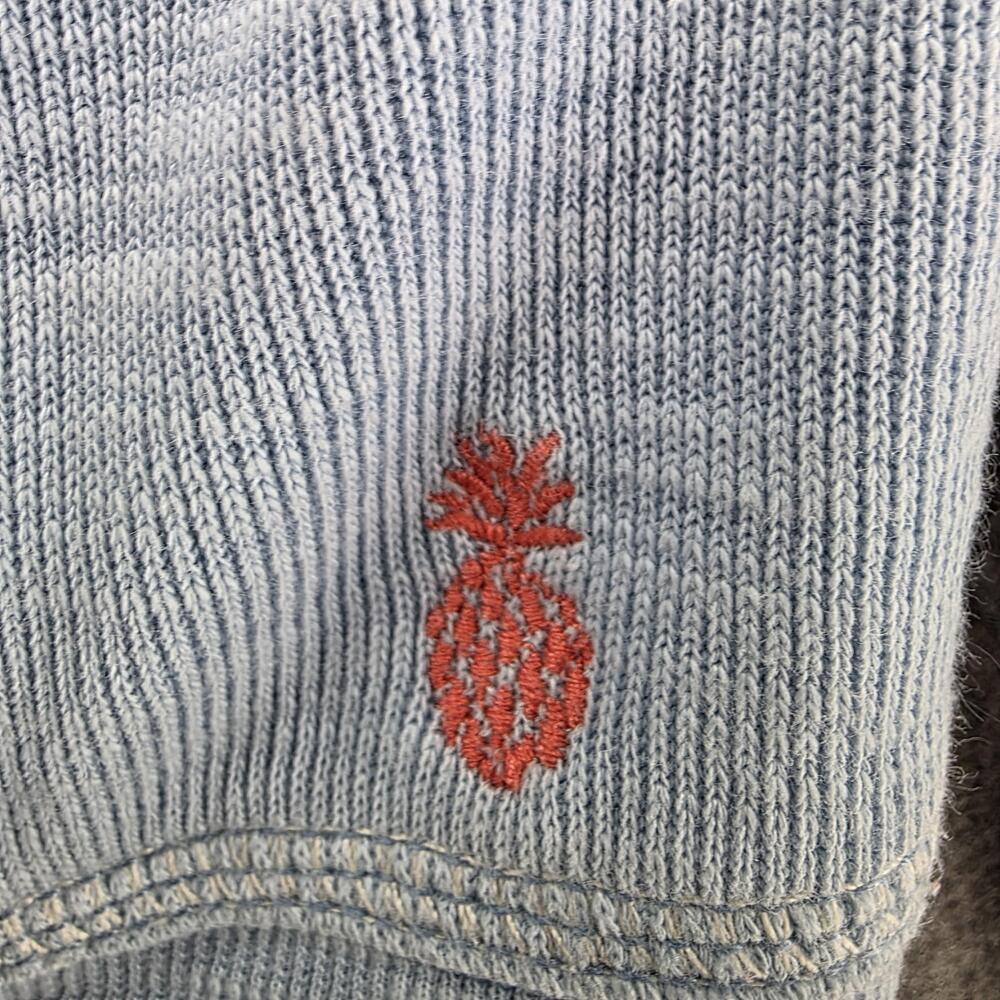 Tommy Bahama Hoodie Mens L Blue Full Zip Hooded Pockets Knit Pineapple Logo - Picture 2 of 8